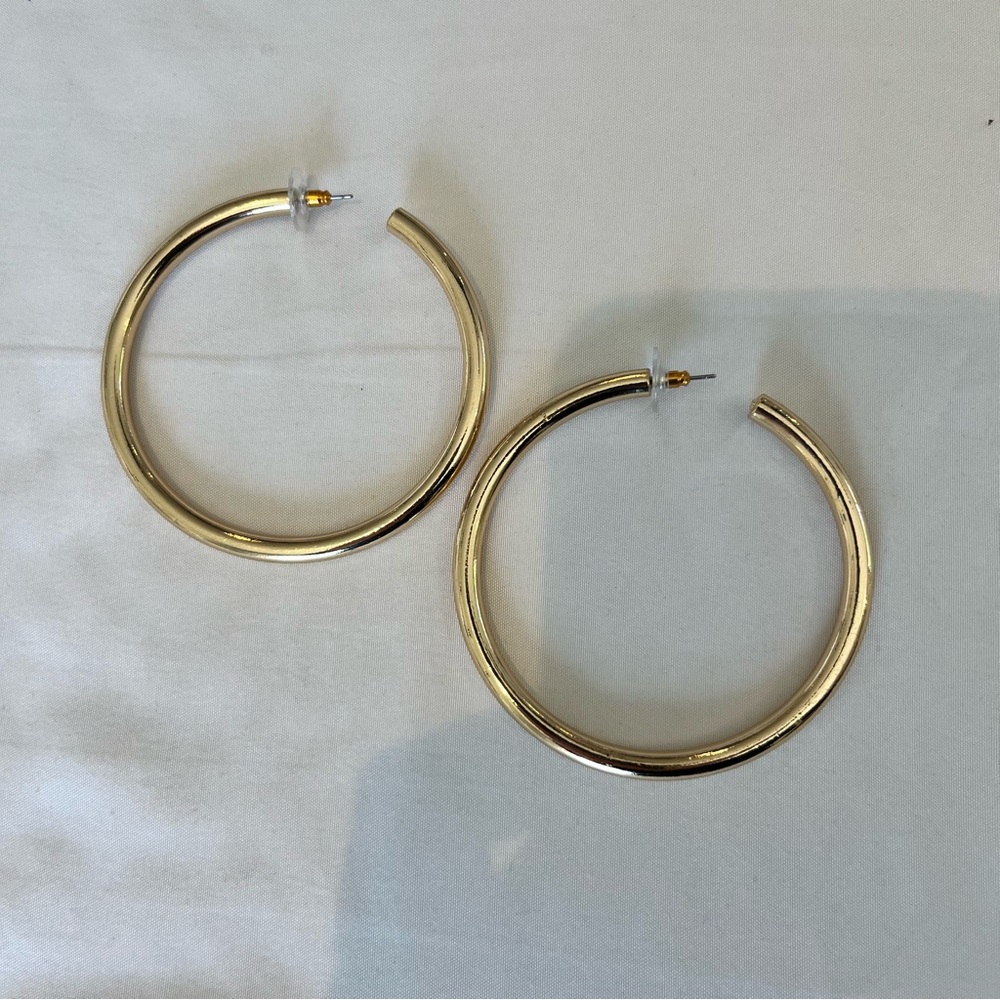 Free People Shiny Gold Hoop Earrings